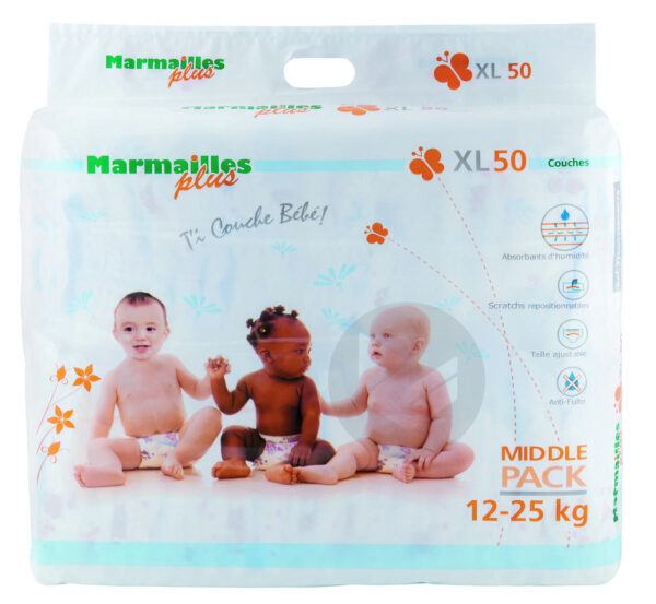 Couches à Scratch Marmailles 12/25 Kg Sachet De 50 SYMBIOSE MEDICAL MARMAILLES PLUS | G-LaSanté