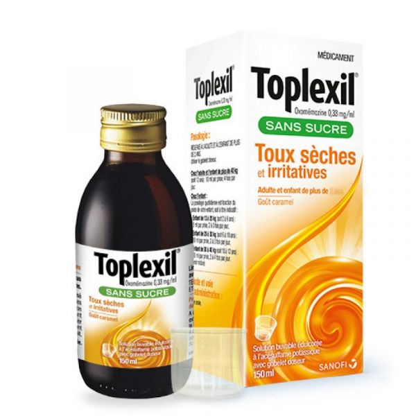 Toplexil toux sèches et irritatives sirop 150 ml caramel