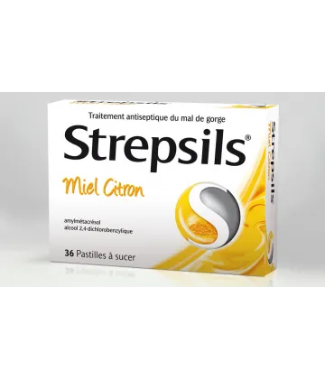 Strepsils Miel-Citron Maux de Gorge 36 Pastilles à Sucer - Pharma