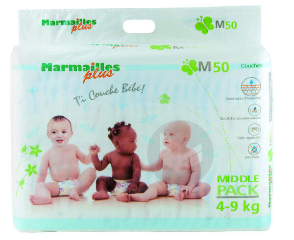 Couches à Scratch Marmailles 04/9Kg Sachet De 50 SYMBIOSE MEDICAL MARMAILLES PLUS | G-LaSanté