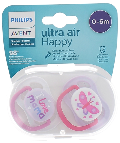 Philips Avent Ultra Air Tétine Rose 6m+ X2