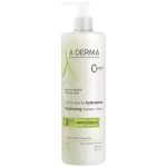 A-Derma hydrating shower cream bottle for fragile skin with pump top (750 ml) and green label. | G-LaSanté