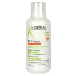 White A-DERMA Exomega Control emollient balm bottle with green and orange label, 400 ml, skin care product | G-LaSanté