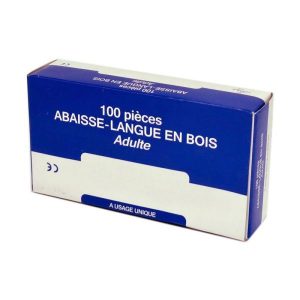 Pack of 100 wooden tongue depressors for adult use (Abaisse-langue en bois). | G-LaSanté